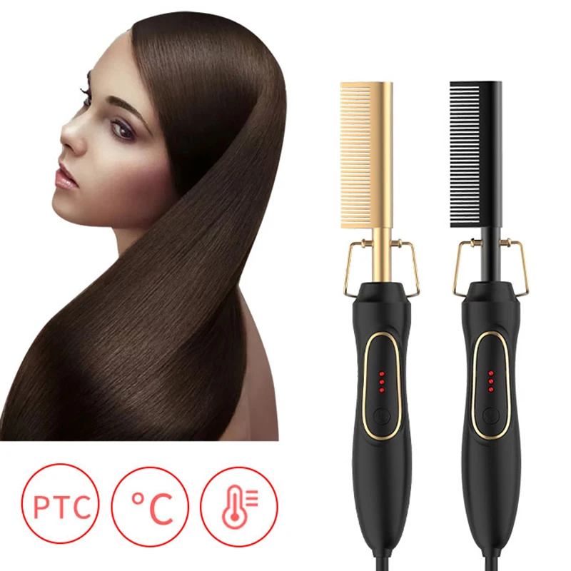 

Multifunction Hair Straightener Flat Irons Wet Dry Use Brush Comb Hot Heating Hair Straight Styler Curling Iron Hair Curler Comb