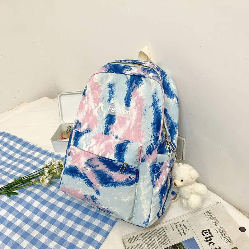 

Ladies Backpack Women Anti-theft Large-capacity Schoolbag Tie-Dye Campus Female Bag Xiaoqing Children's New Shoulder Bags