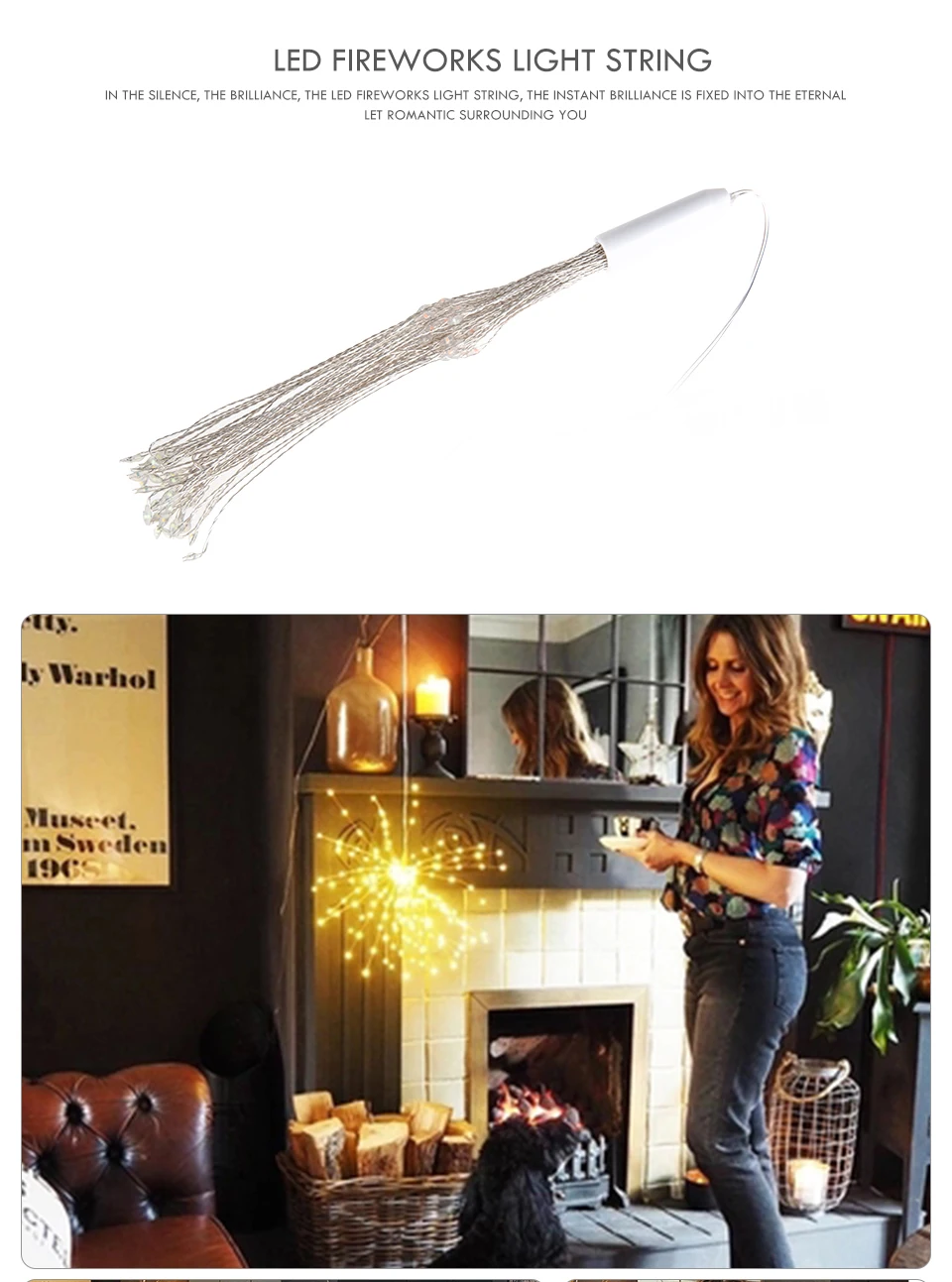 DIY 100/150/180 светодиодный фейерверк взрыв звезды рождественские китайские фонарики с дистанционным управлением 8 режимов подвесной Starburst светодиодный гирлянда