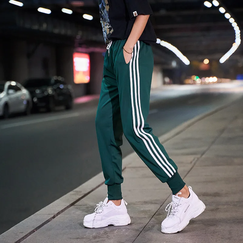 JDD-8903 white side sports pants female summer/winter streetwear plus size pants cargo women trousers loose jogger woman sweatpants - Цвет: JDD-8903