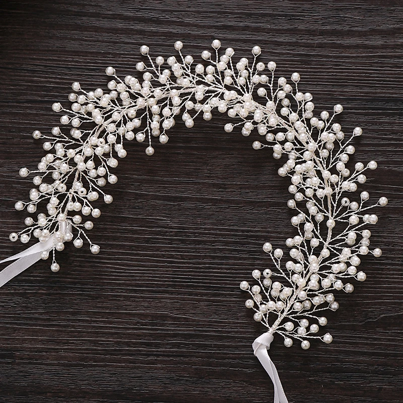 Жемчужная Повязка на голову свадебная тиара свадебные аксессуары для волос