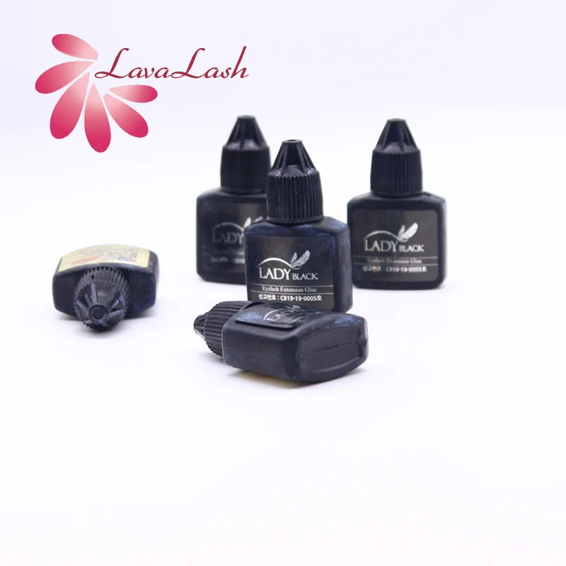 5 Bottles Lady Black Glue 10ml Eyelash Extensions Glue Low Irritation Without Sealed Bag Beauty Shop Makeup Tools Korea