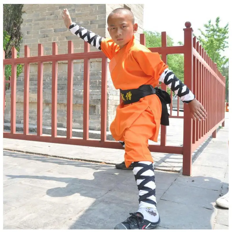 

Orange-red Children's Shaolin Temple Monk Clothing Wholesale Adult Shaolin Martial Arts Practice Clothing Boxing