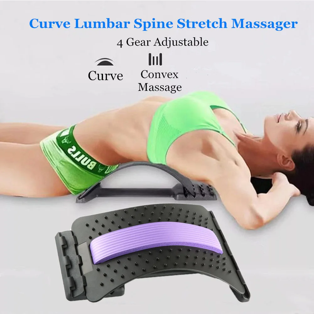 

4 Gear Adjustable Acupuncture Massage Relieve Spine Pain Lumbar Stretcher Back Support Relaxation Massager Posture Corrector