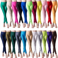 visnxgi women shiny gym pants fitness leggings candy color ankle length trousers solid fluorescent spandex elastic new bottom