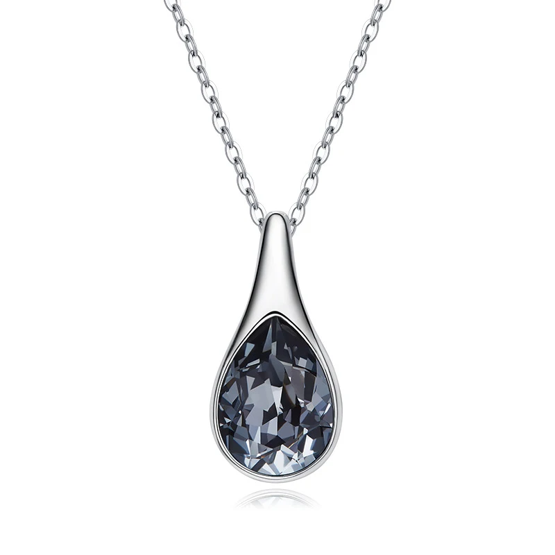 Черный Ожерелье Warme Farben с кристаллами Swarovski для женщин, корейское простое ожерелье с кристаллами в виде капли воды, модное ювелирное изделие, ожерелье - Цвет камня: Черный