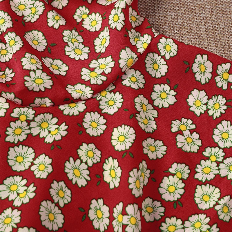 

Women Sexy V-neck Lace-up Top Fashion Long Sleeve Daisy Print Blouse Top for Ladies Female