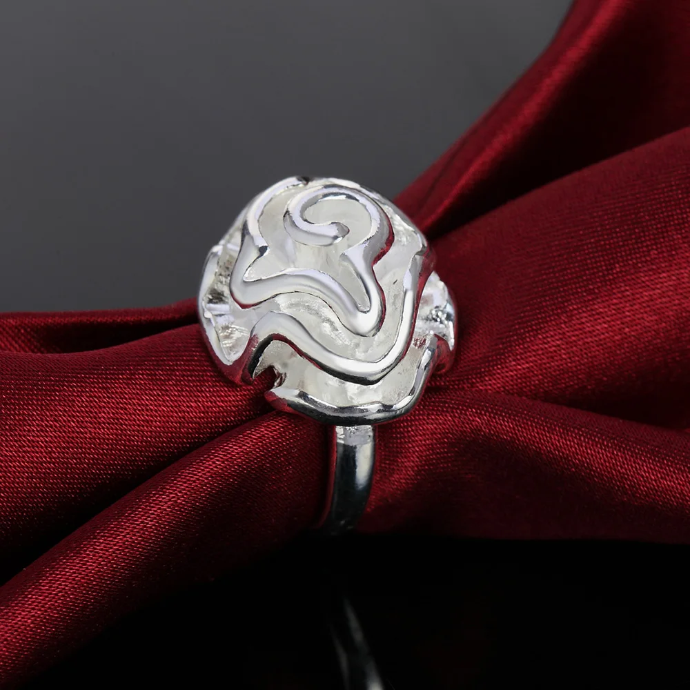 

100% 925 Solid Sterling Silver Jewelry Rose Flower Finger Rings for Women Men Size 7 8 9 Fashion Wedding Jewelry Holiday gifts