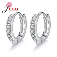 hot fashion 925 sterling silver earring hoops shiny cubic zirconia paved small earrings for bridalwomen fashion jewelry