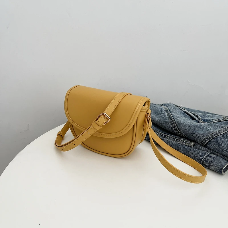 

Casual Yellow Women's Bag Korean Solid Color Shoulder Bags For Girls 2021 Summer New Simple Soft PU Leather Small Crossbody Bags