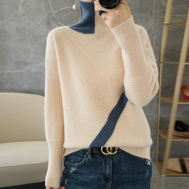 adohon 2020 woman winter 100% Cashmere sweaters autumn knitted Pullovers High Quality Warm Female thickening Turtleneck