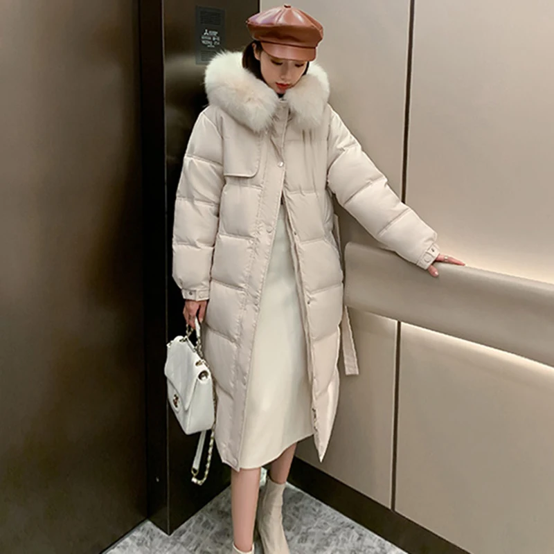 AOSSVIAO Warm Fur Liner Long Hooded Parkas Jacket Coat Fashion Winter Jacket Women Casual Thick Winter Coat Women 2021