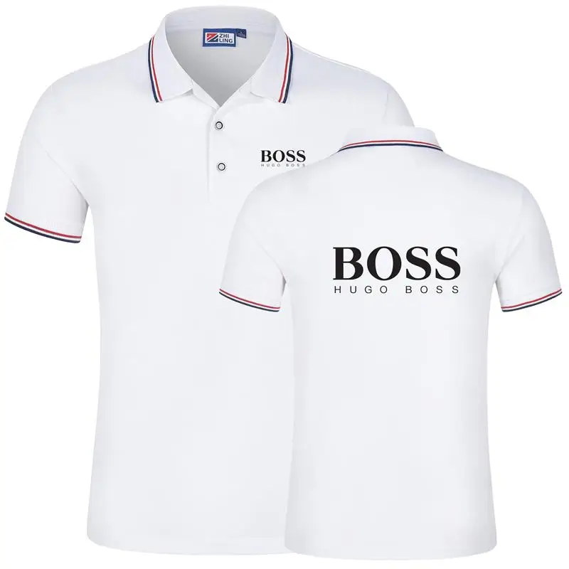 

2021 New Summer JA Boss Short-Sleeved Polo Shirt Brand Men Business Lapel Fashion Casual Slim Breathable Print Letter Shirt 3XL