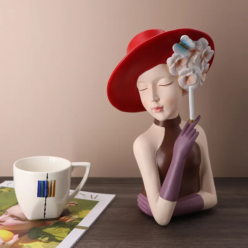 

Fashion Creative Little Girl Storage Resin Ornaments Dry Flower Home Soft Decoration Figurine Living Room Decorations Wholesale