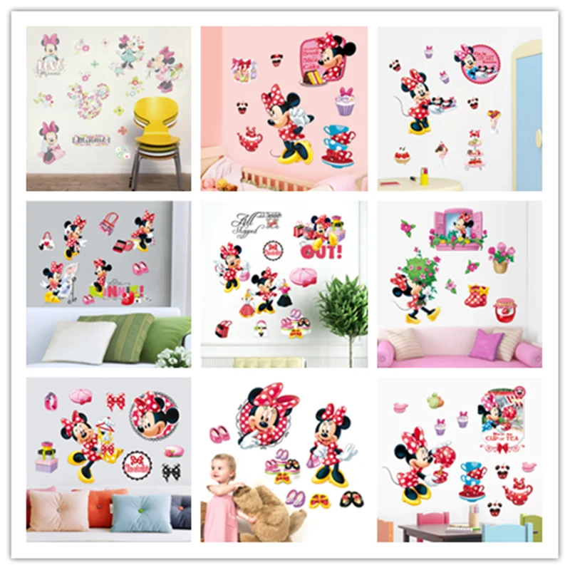 % Новый мультфильм наклейка Минни юбка на высоких каблуках едят торт девочка