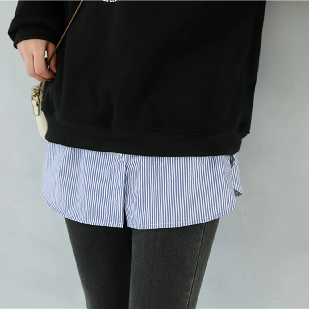 

Elastic Waist Half Skirts Fake Hem Fashion Sweater Striped False Bottoming Adjustable Befree Skirts Clothes Decor Accessories