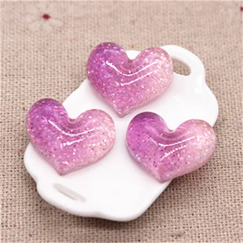 4heart 20pcs 20 шт новые смолы блеск градиент сердце/звезда/лук/корона/вишня/Seashell Кабошоны украшения Шарм основы для заколок для волос деко - Цвет: 4heart 20pcs