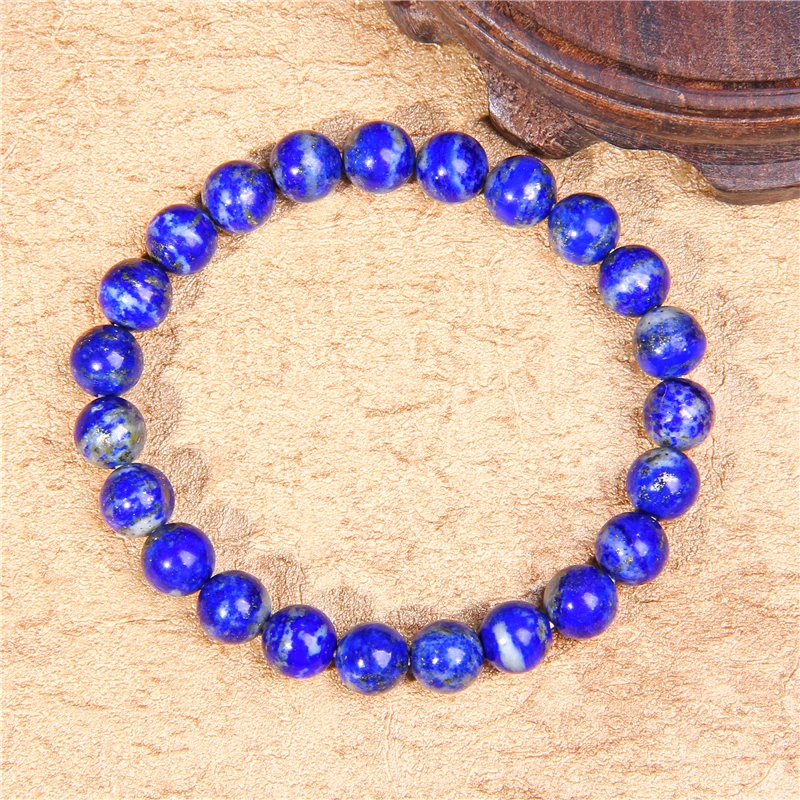 

Men Bracelets Natural Healing Energy Tiger Eye Bracelet Polished 8 mm Lapis lazuli Beads Bangle Elastic Pulsera Women Jewelry