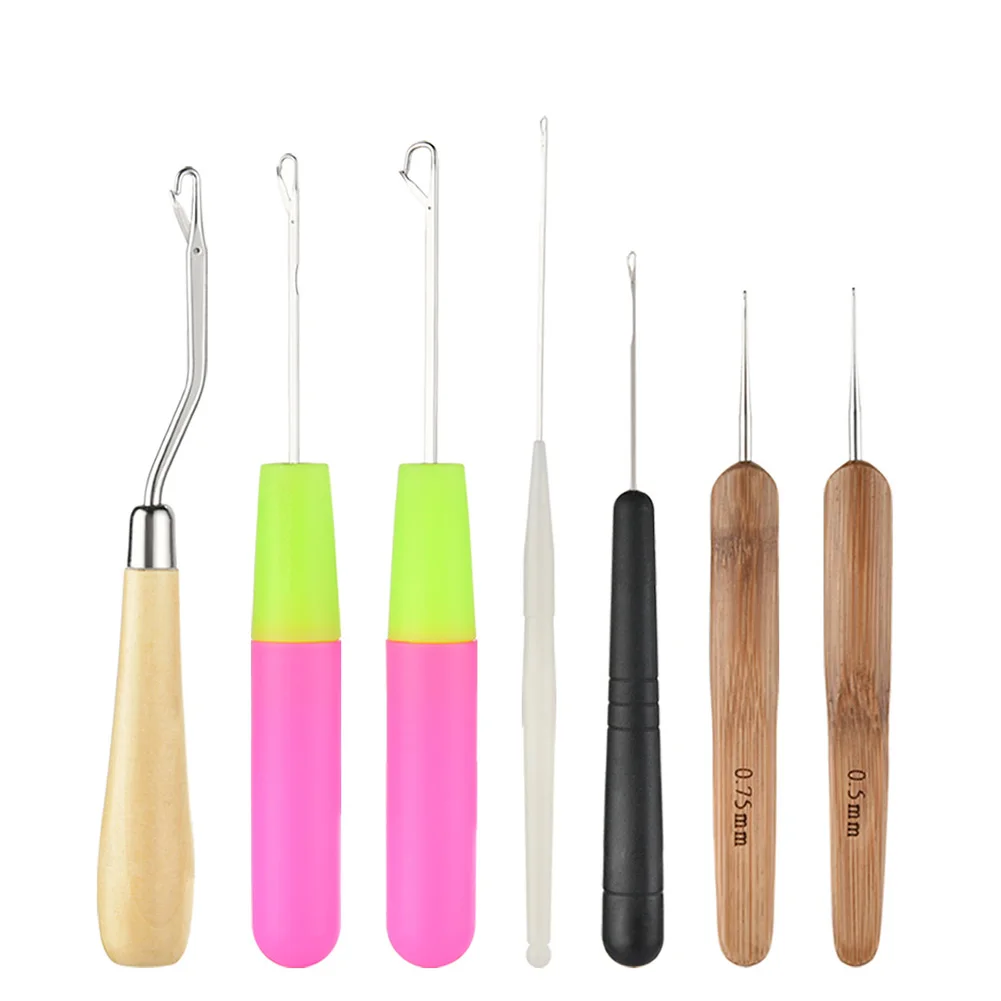 

7PCS Dreadlocks Crochet Hooks Bent Latch Needle Hair Locking Tool For Hair Braid Craft Carpet Making Latch Hook Crochet Needle