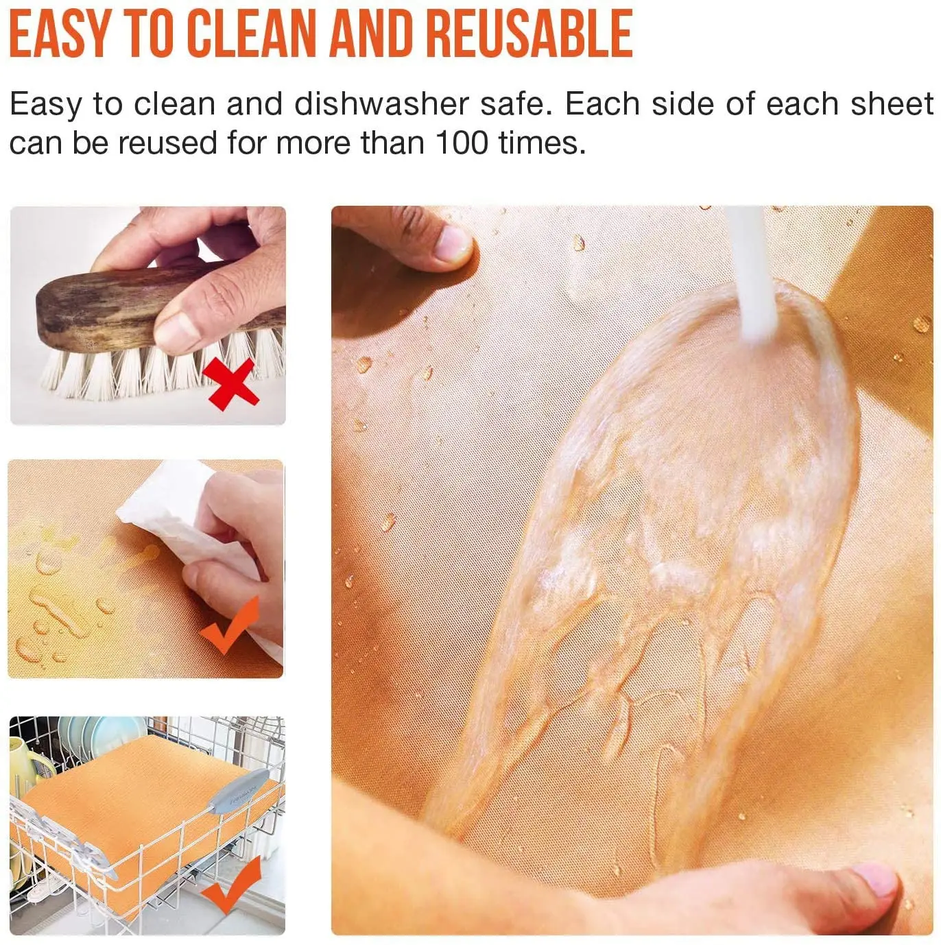 Лист для выпечки 5 шт. 60x40 см многоразовый коврик термостойкий Коврик гриля