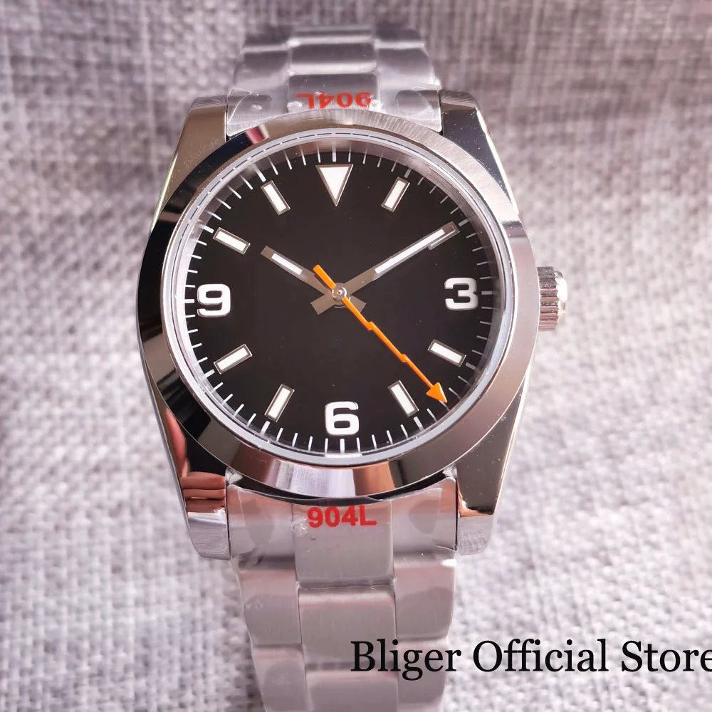 

BLIGER NH35A PT5000 Miyota 36mm Orange Flash Hand Men Watch Automatic Wristwatch Polish Bezel Oyster Bracelet Sapphire Crystal