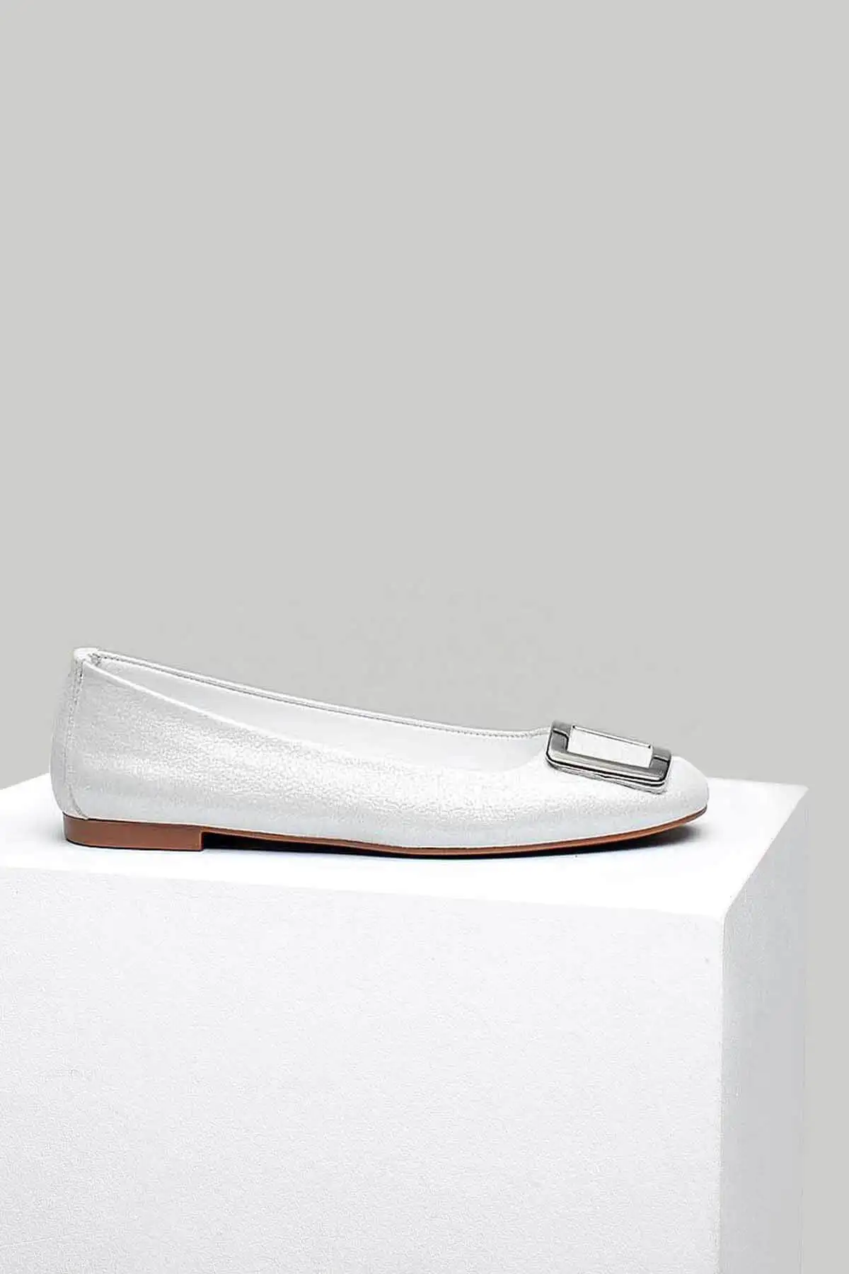 Серые женские балетки из натуральной кожи Derimod|Обувь без каблука| |