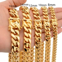 news arrival 81012141618mm stainless steel miami curb cuban chain necklaces casting dragon lock clasp mens rock dj jewelry