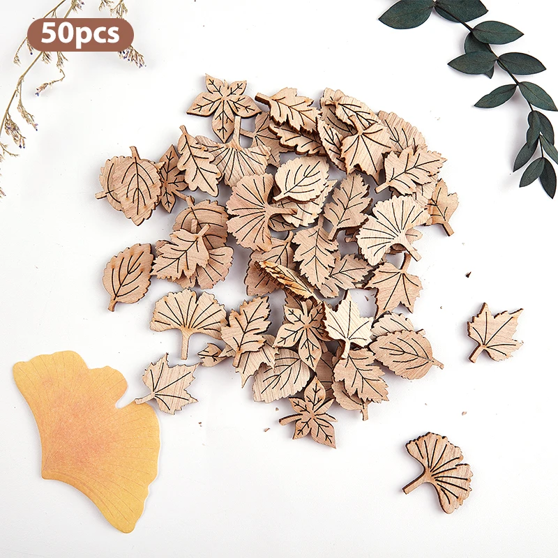 

Natural Wood Leaves Hanging Chips Scrapbooking Wooden Slice Embellishment