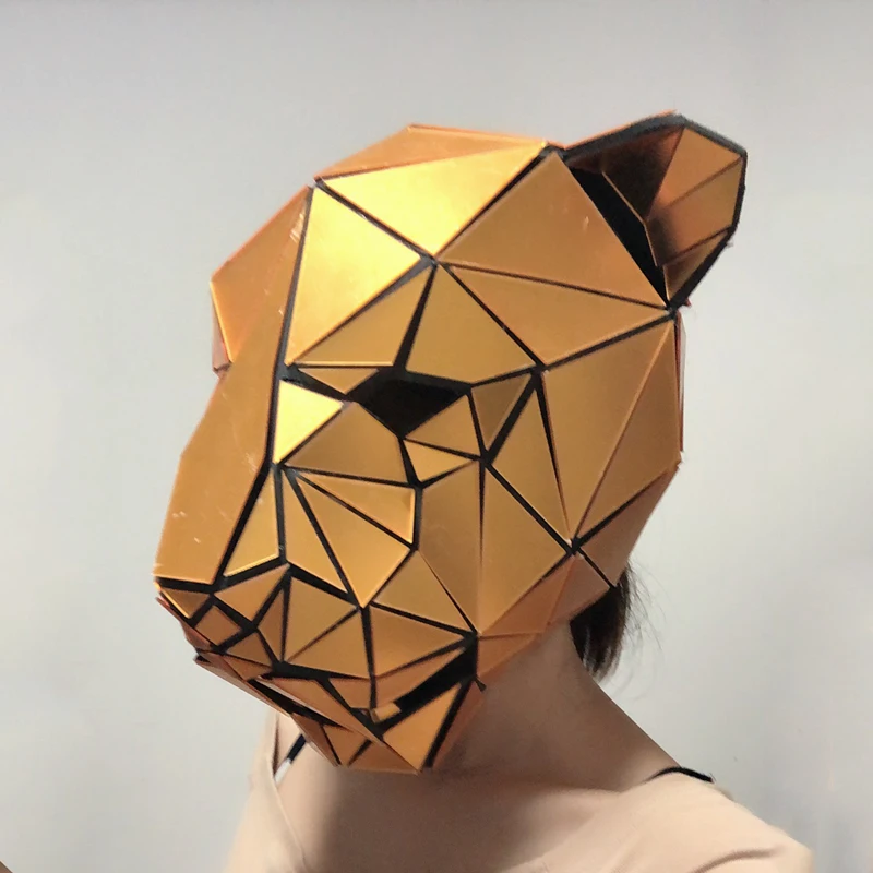 Головной убор Rave в виде животных Золотое зеркало маска для танцев Леопардовый