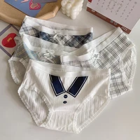 cute lace underpants mid waist japanese women panties girls underwear soft breathable briefs lattice cotton