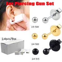 24pcsbox disposable safety ear piercing devicesterile 316l steel studs nickel free pearl zircon earring piercing body jewelry