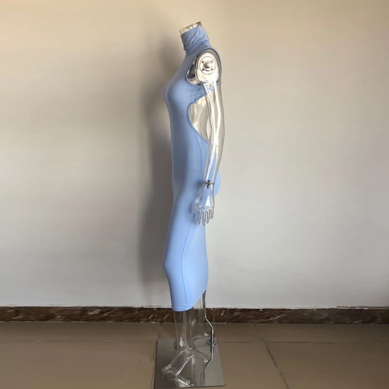 KGFIGU vestidos de verano летнее голубое длинное платье макси с высокой горловиной, облегающее платье, женская ночная рубашка для вечеринки