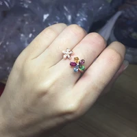 natural colorful tourmaline adjustable ring for women send randomly wholesale 35mm