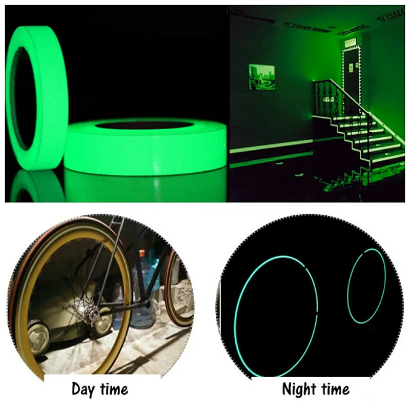 1/1.2/1.5cm*1m Bicycle Luminous Fluorescent Self-Adhesive Glow In The Dark Sticker Tape Safety Security Decoration Warning Tape