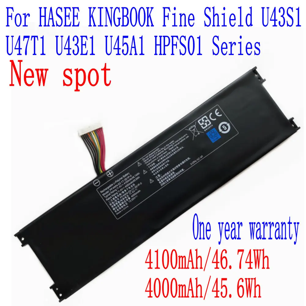 

New PF4WN-03-17-3S1P-0 PF4WN-03-3S1P-0 Laptop Battery For HASEE KINGBOOK Fine Shield U43S1 U47T1 U43E1 U45A1 HPFS01 Series