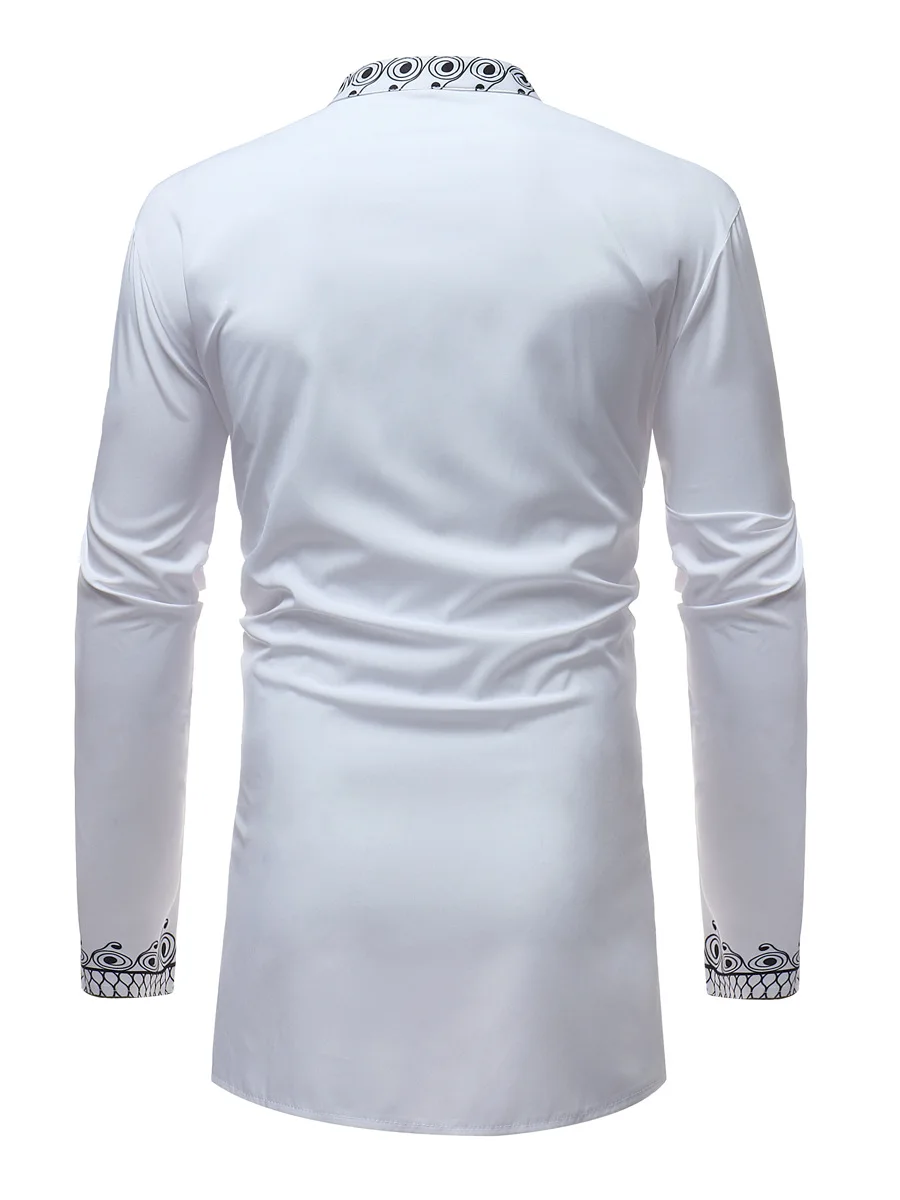 Men's African Stand-up Collar 4 Bottons Ethnic Shirt Printing Long-Sleeved Style For Outdoor Casual Daily Clothing | Тематическая