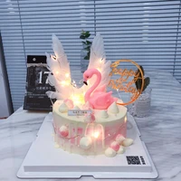 angel wings happy birthday cake topper party supplies kids beautiful cake diy decorating accessories cupcake baby shower