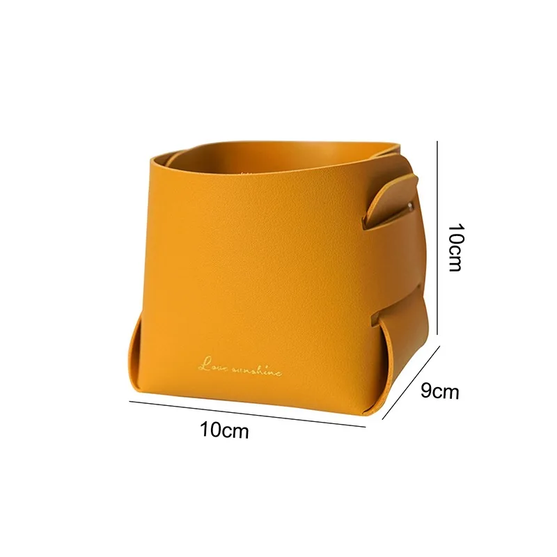 

Cosmetics Storage Foldable Desktop Sundry Remote Control Leather Porch Storage Box Desk Organizer Stationery Basket Orgainzation