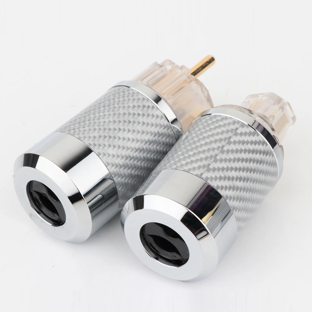 

WCF4-TEG Top Clear Carbon Fiber Gold Plated With gasket European standard AC Power Plug IEC Female Plug DIY Mains Power Plug