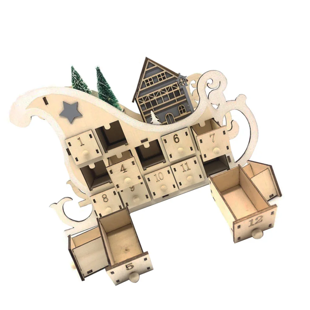 

1 шт. деревянный 24 обратного отсчета, Рождественский календарь, сани, календарь, Декор