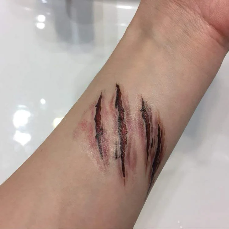 Забавные временная татуировка Стикеры для тату Хэллоуина Зомби Шрамы раны Крови