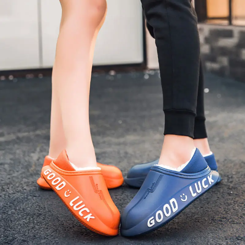 

Водонепроницаемые зимние плюшевые тапочки, женская домашняя теплая обувь, домашняя обувь на толстой нескользящей подошве, хлопковая обувь ...