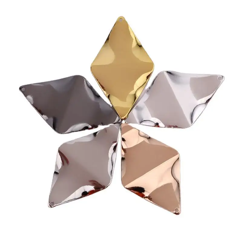 

27.4*46.8mm single-hole wavy rhombus-shaped copper pendant for DIY production of fashion charm components