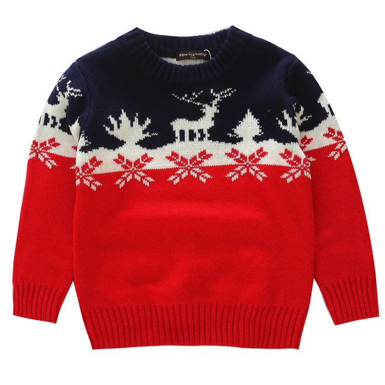 Свитера для мальчиков Вязаные повседневные пуловеры с узором Рождественская