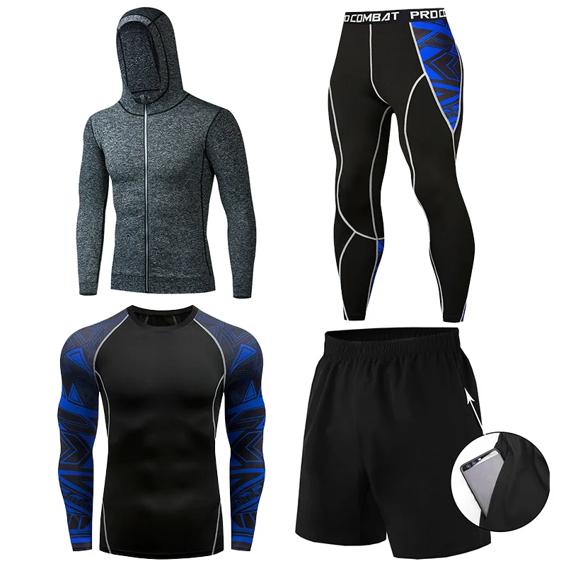 

Men Sportswear Compression Sports Suits Quick Dry Running Sets Clothing Sports Joggers Training Gym Fitness Tracksuits Running