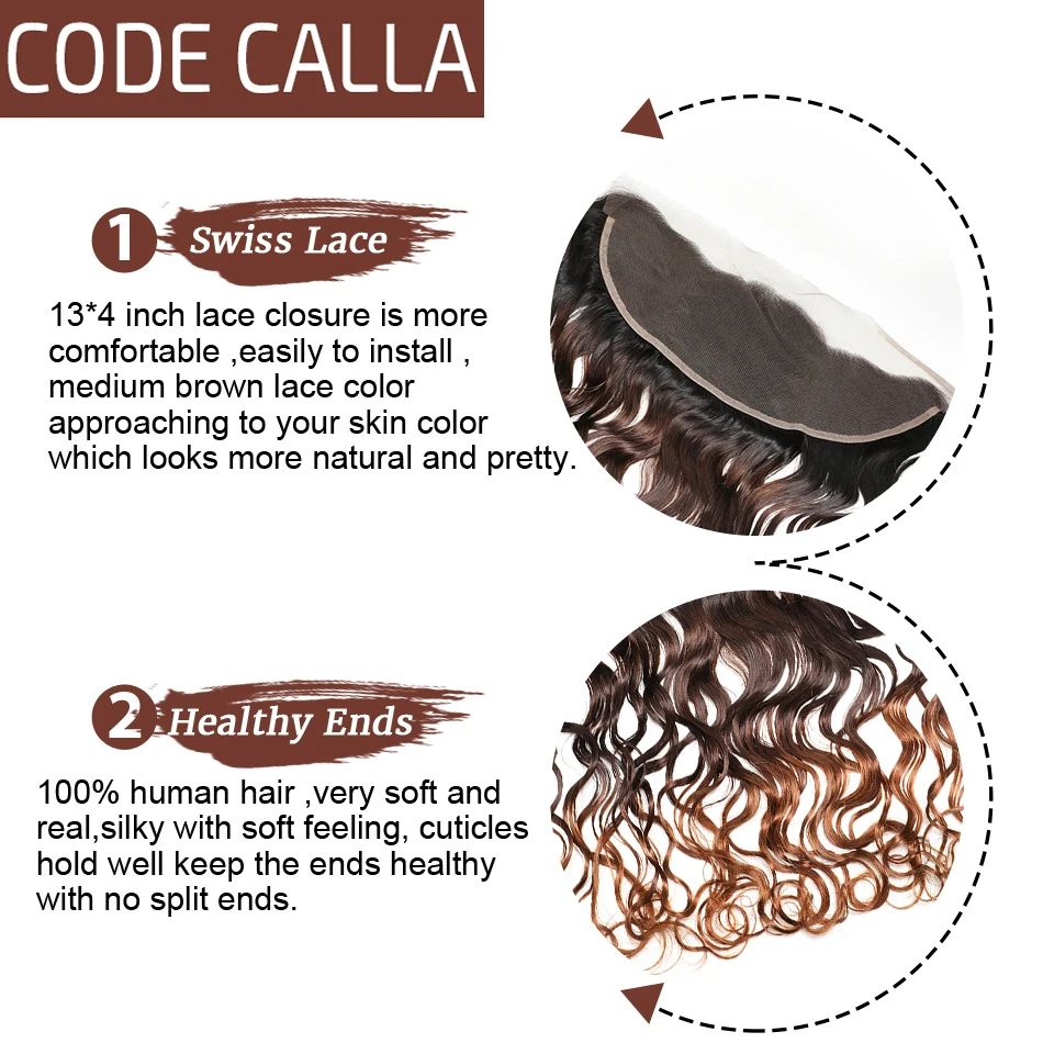 Code CALLA Remy эффектом деграде(переход от темного к Цвет волнистые волосы пряди с 13*4 Кружева Фронтальные Часть бразильские пряди человеческих волос для Инструменты для завивки волос для наращивания