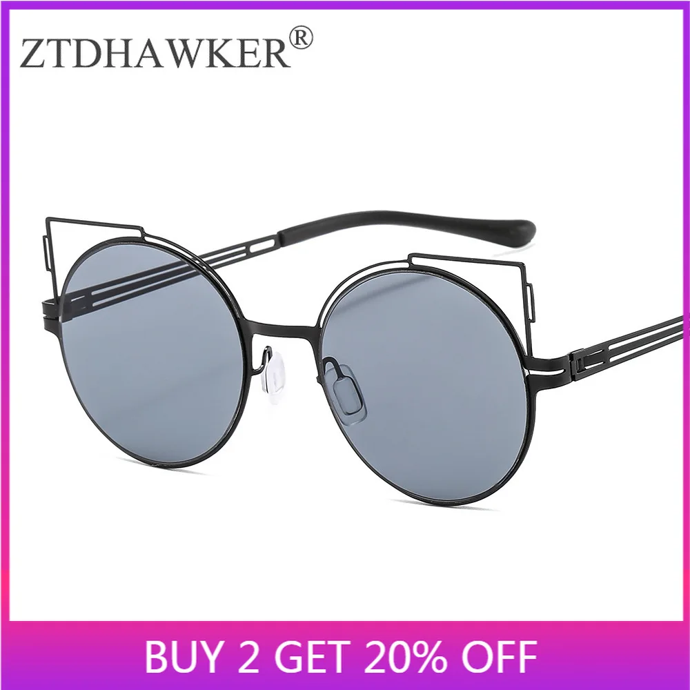 Женские солнцезащитные очки кошачий глаз из нержавеющей стали|Женские очки| |