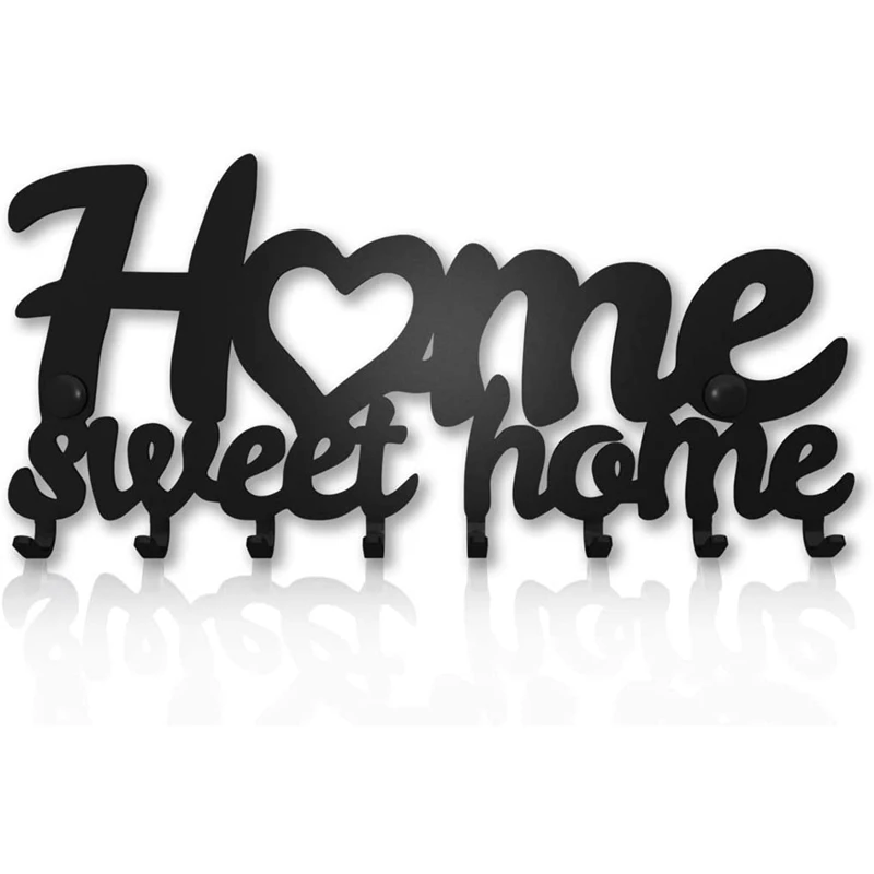 

Держатель для ключей для настенного крепления сладкий домашний (8 крючков) Декор, металлическая вешалка для входной двери, кухни, магазина, к...