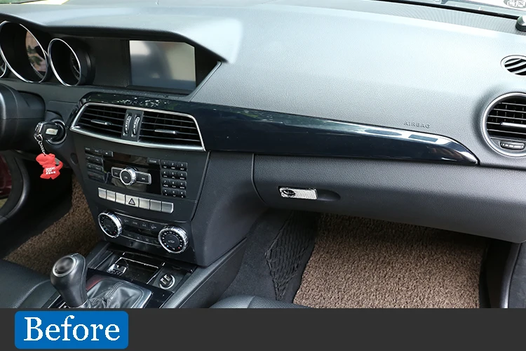 ABS черное дерево зерна для Mercedes Benz C Class W204 2010-2013 аксессуар для автомобиля центральная консоль для салона Защитная панель Крышка отделка