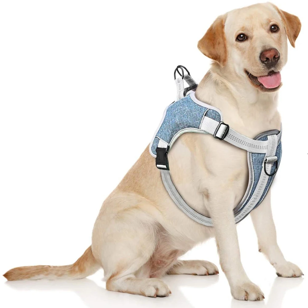 

Светоотражающая шлейка для собак, нейлоновый Воздухопроницаемый Сетчатый регулируемый, не тянется, для прогулок с маленькими, средними и б...